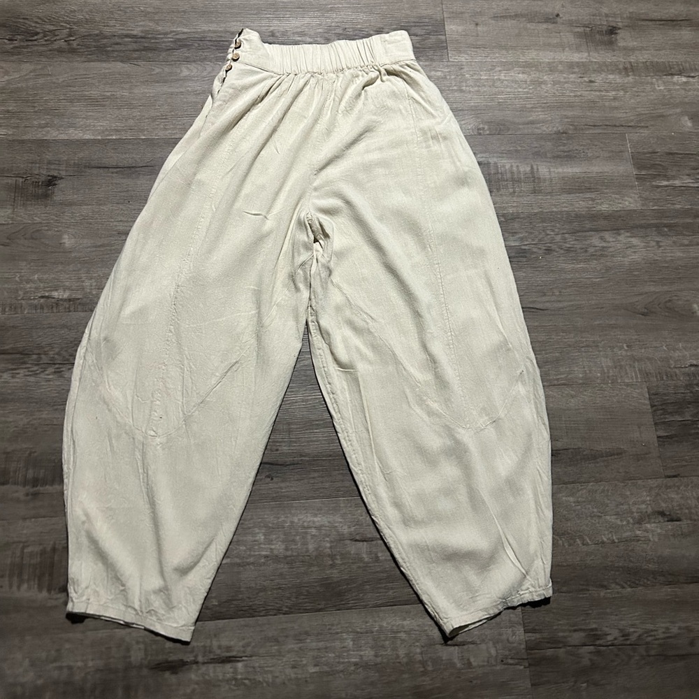 Women’s Free People Viscose Linen Blend Barrel Leg Cropped Pant XS - Picture 7 of 8